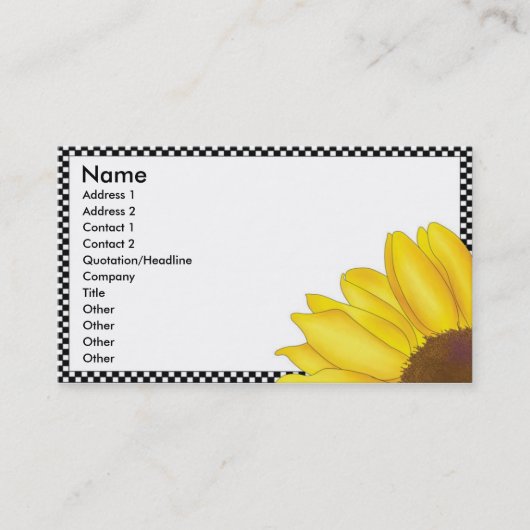 Quarter Sunflower Business Card - Horizontal Visitenkarte (Vorderseite)