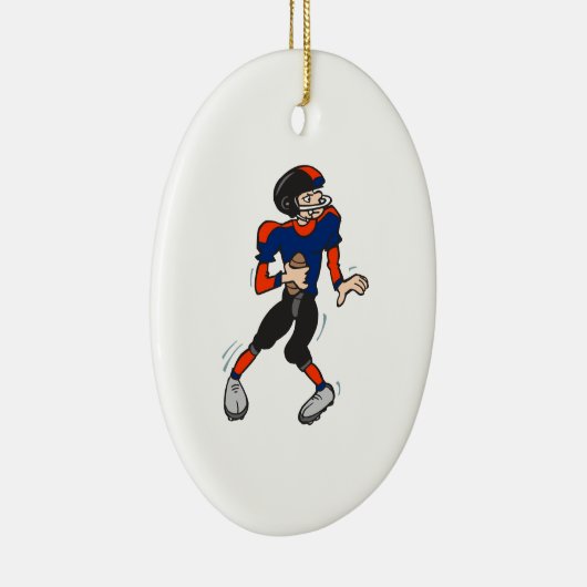 Quarterback Football Player Cartoons Keramik Ornament (Rechts)