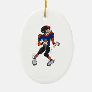 Quarterback Football Player Cartoons Keramik Ornament