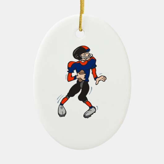 Quarterback Football Player Cartoons Keramik Ornament (Vorne)