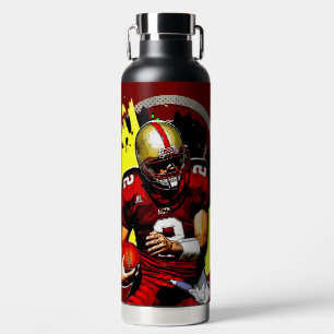 Quarterback Football Player läuft Trinkflasche