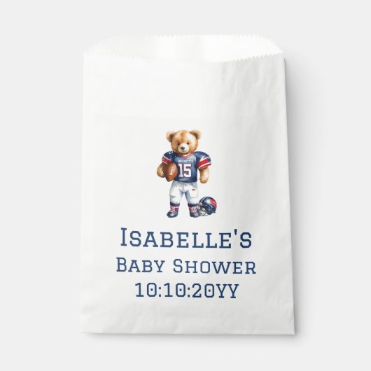 Quarterback Football Teddy Bear Baby Dusche Geschenktütchen (Vorderseite)