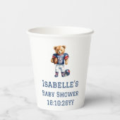 Quarterback Football Teddy Bear Baby Dusche Pappbecher (Rückseite)