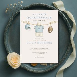 Quarterback-Fußball-Clothesline-Baby-Party Einladung