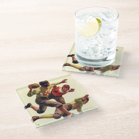 Quarterback Glasuntersetzer (Schrägansicht)