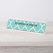 Quartett Aquamarin-Blauer Weißname Textvorlage Coo Schreibtischnamensplakette (Vorderseite )
