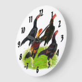 Quartett "Oriental Game Fowl" Große Wanduhr (Winkel)