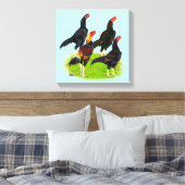Quartett "Oriental Game Fowl" Leinwanddruck (Insitu (Schlafzimmer))