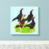 Quartett "Oriental Game Fowl" Leinwanddruck (Insitu (Holzboden))