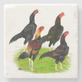 Quartett "Oriental Game Fowl" Steinuntersetzer (Vorderseite)