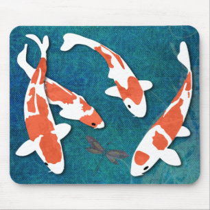 Quartett von orange u. weißem Kohaku Koi Mousepad