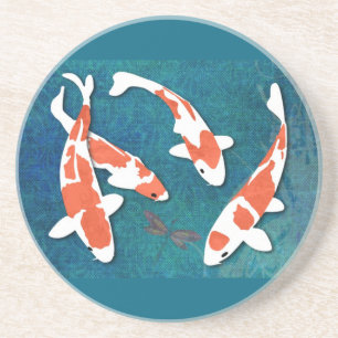 Quartett von orange u. weißem Kohaku Koi Untersetzer