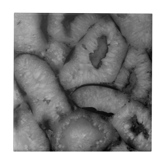 Quartz Agate Geode Schwarz-weiße Edelsteine Fliese (Vorderseite)