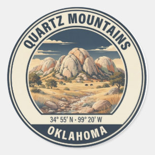 Quartz Mountains Oklahoma Vintage-Wanderabzeichen Runder Aufkleber