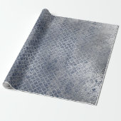 Quarzfolie Silver Glam Blau gestörtes Silber Geschenkpapier (Ungerollt)