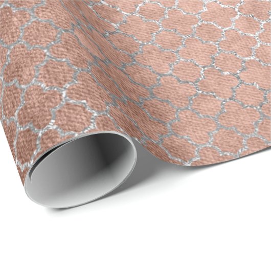 Quarzfolie Silver Glam Pink Rose Gold Shiny Geschenkpapier (Rolleneckpunkt)