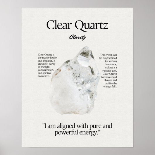 Quarzglas-Gem-Kristall-Karte löschen Poster (Vorne)