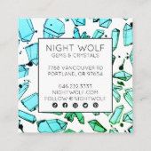 Quarzglas-Kristalle in Inky Wasserfarbe Magisch na Quadratische Visitenkarte (Rückseite)