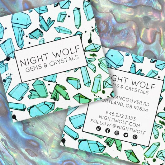 Quarzglas-Kristalle in Inky Wasserfarbe Magisch na Quadratische Visitenkarte