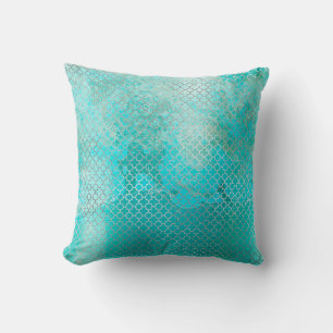 Quarzglas Silver Beach Aqua Ocean Grungy Steel Kissen