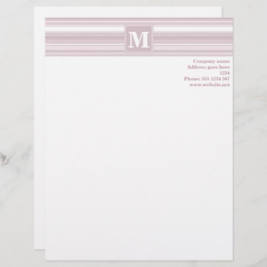 Quarzstreifen der Monogramm-Rose Briefbogen (Vorne/Hinten)