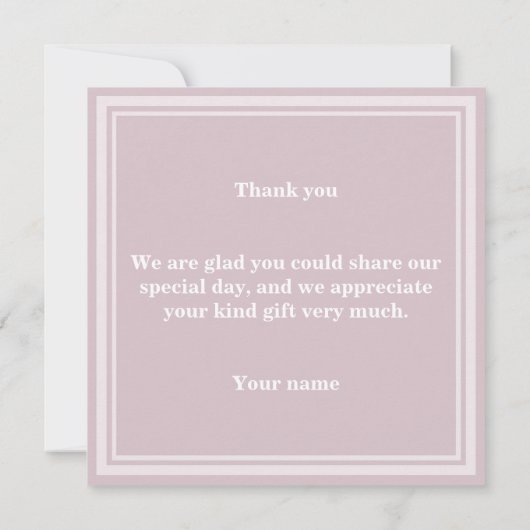 Quarzstreifen der Monogramm-Rose Dankeskarte (Rückseite)