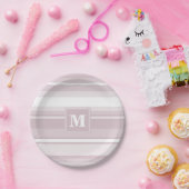 Quarzstreifen der Monogramm-Rose Pappteller (Party)