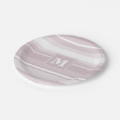 Quarzstreifen der Monogramm-Rose Pappteller (Schrägansicht)