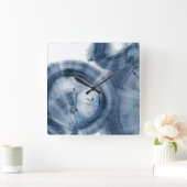 Quasare - Inky blaue Kreise Quadratische Wanduhr (Zuhause)