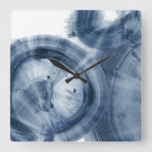 Quasare - Inky blaue Kreise Quadratische Wanduhr (Vorderseite)