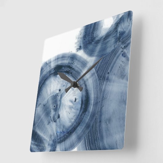 Quasare - Inky blaue Kreise Quadratische Wanduhr (Winkel)