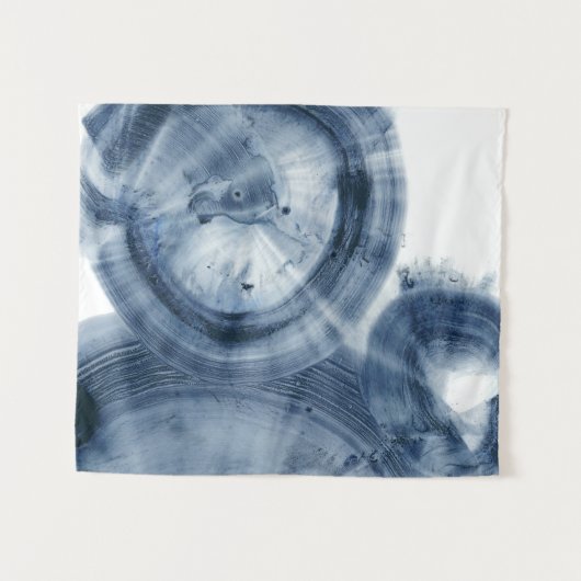 Quasare - Inky blaue Kreise Wandteppich (Vorderseite (Horizontal))