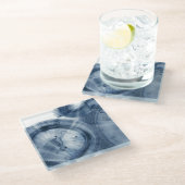 Quasare - Inky Blue Circles Glasuntersetzer (Schrägansicht)