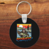 Quatch! Funny B Fischerei Sasquatch Retro 80er Fis Schlüsselanhänger (Vorderseite)