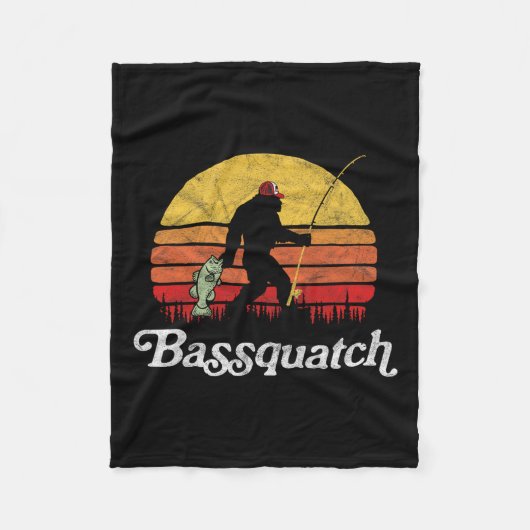 Quatch! Funny Bigfoot Fischen Outdoor Retro Fleecedecke (Vorderseite)