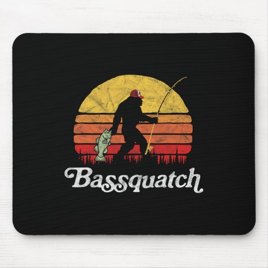 Quatch! Funny Bigfoot Fischen Outdoor Retro Mousepad (Vorne)