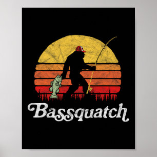Quatch! Funny Bigfoot Fischen Outdoor Retro Poster