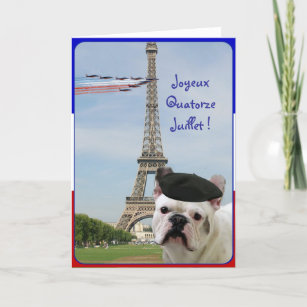 Quatorze Juillet Grußkarte französischer Bulldogge Karte