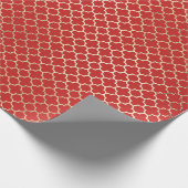 Quatrefoil Bridal Roter Bright Art Deco Imitate Go Geschenkpapier (Ecke)