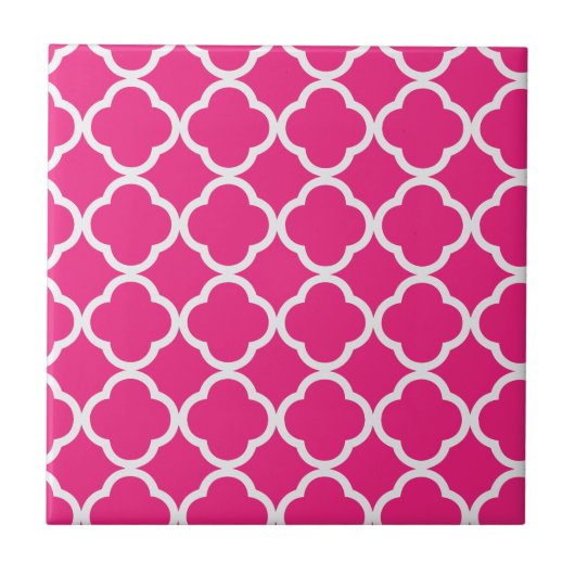 Quatrefoil Bright Pink Fliese (Vorderseite)