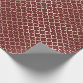 Quatrefoil Burgundy Red Bright Art Deco Imitate Go Geschenkpapier (Ecke)