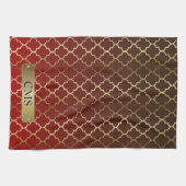 Quatrefoil dunkelrot u. Brown-Farbmischungen Küchentuch (Horizontal)