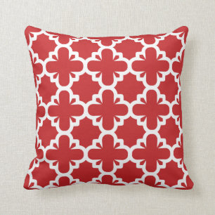 Quatrefoil Flair-Muster-Rot Kissen