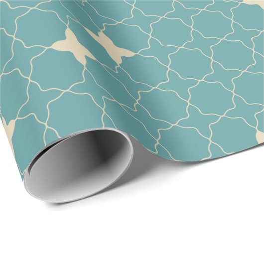 Quatrefoil Geometric Pattern Wrapping Paper Geschenkpapier (Rolleneckpunkt)