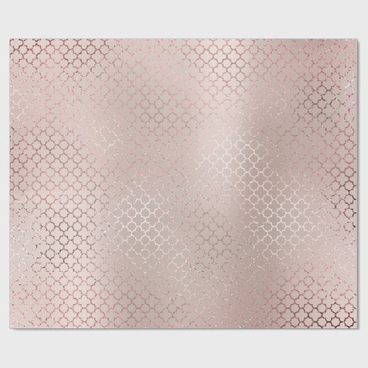 Quatrefoil Glam Pink Rose Gold Blush Bridal Shiny Geschenkpapier (Flach)
