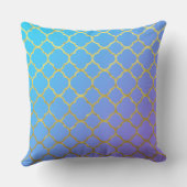 Quatrefoil Gold Foil Patterns Blue Ombre Funkelnd Kissen (Rückseite)
