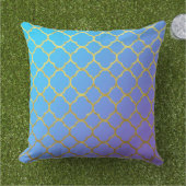 Quatrefoil Gold Foil Patterns Blue Ombre Funkelnd Kissen (Gras)