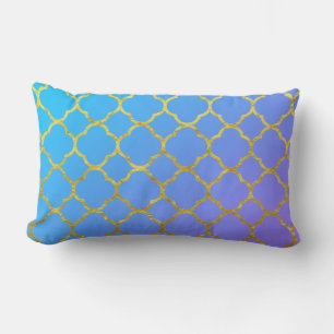 Quatrefoil Gold Foil Patterns Blue Ombre Funkelnd Lendenkissen