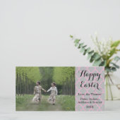 Quatrefoil Happy Osterfoto Karte (Stehend Vorderseite)