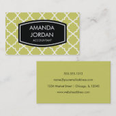 Quatrefoil Hintergrund-Visitenkarte - Olive Visitenkarte (Vorne/Hinten)